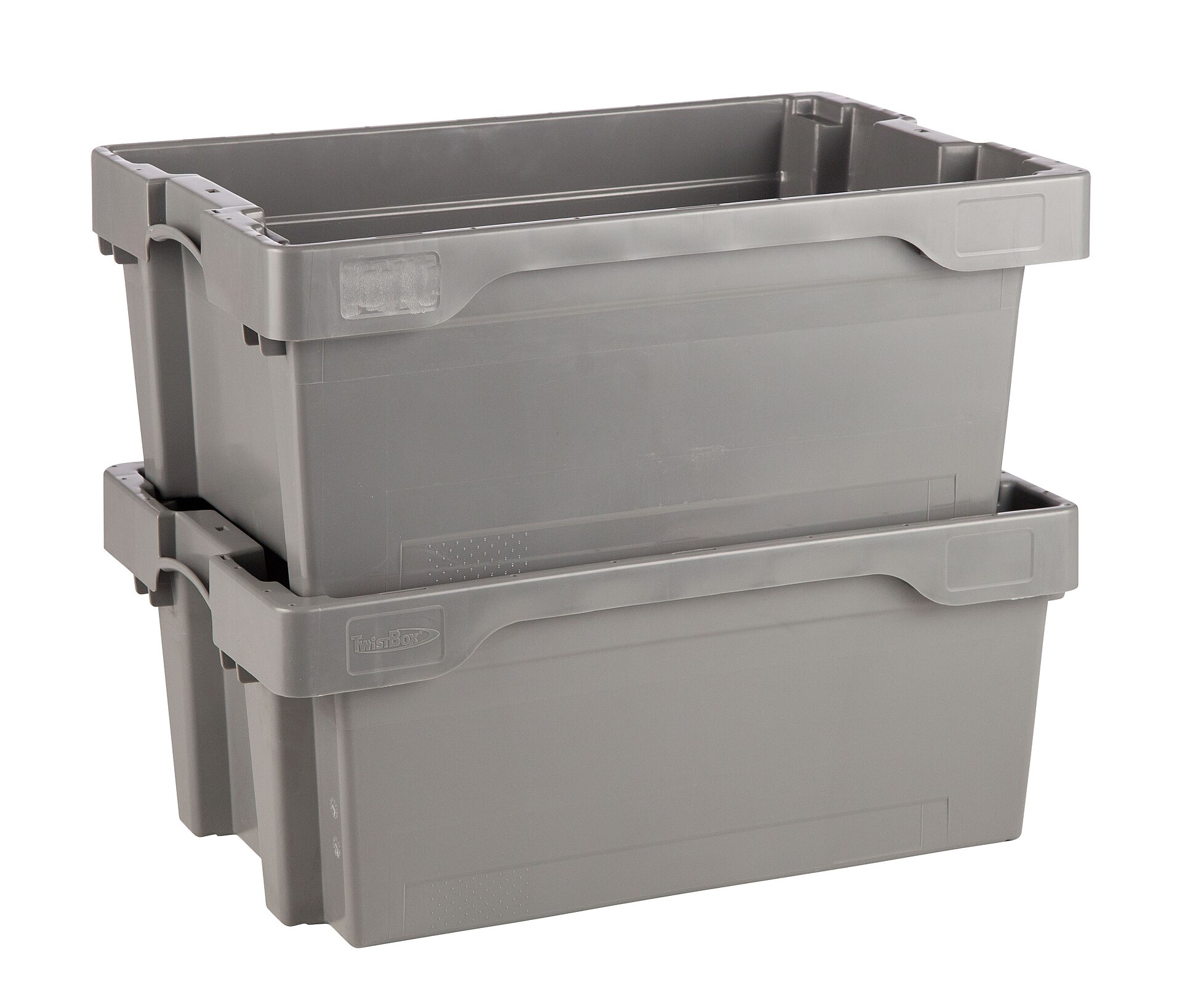 Organised garage storage with plastic tubs