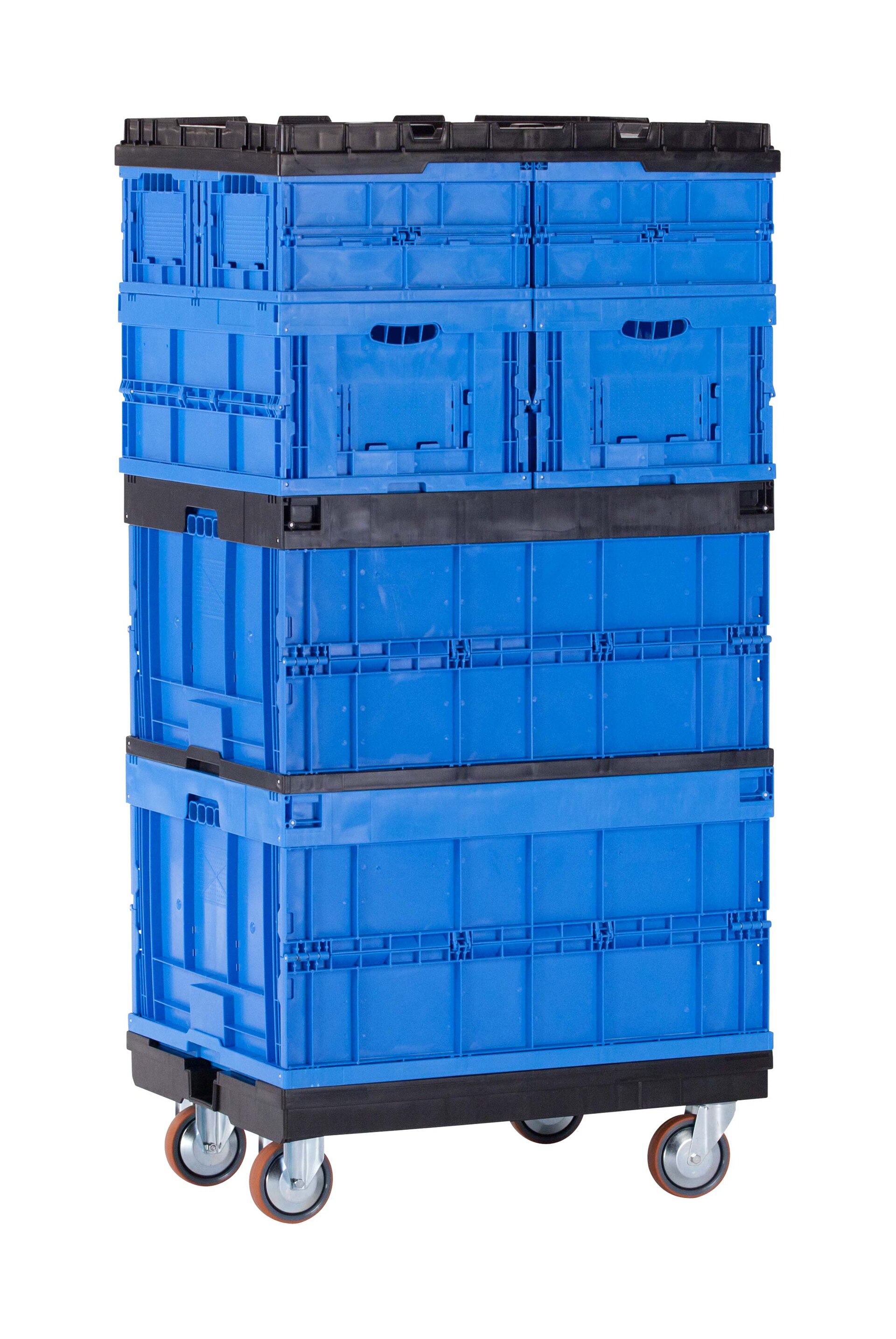 Warehouse aisle of stacked storage